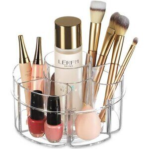 Clear Rotating Makeup Organizer Small 360 Spinning Cosmetic Storage Vanity Caddy